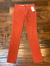 Pilcro and the Letterpress Orange Skinny Jeans Velvet Accents, Size 2