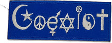 Coexist White on Blue Iron on Sew on Small Patch for Jacket Vest