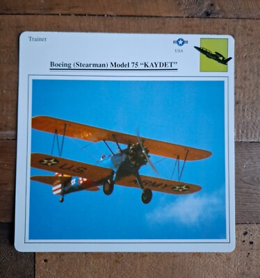Boeing (Stearman) Model 75 Kaydet - Trainer - Warplanes Collectors Club Card.