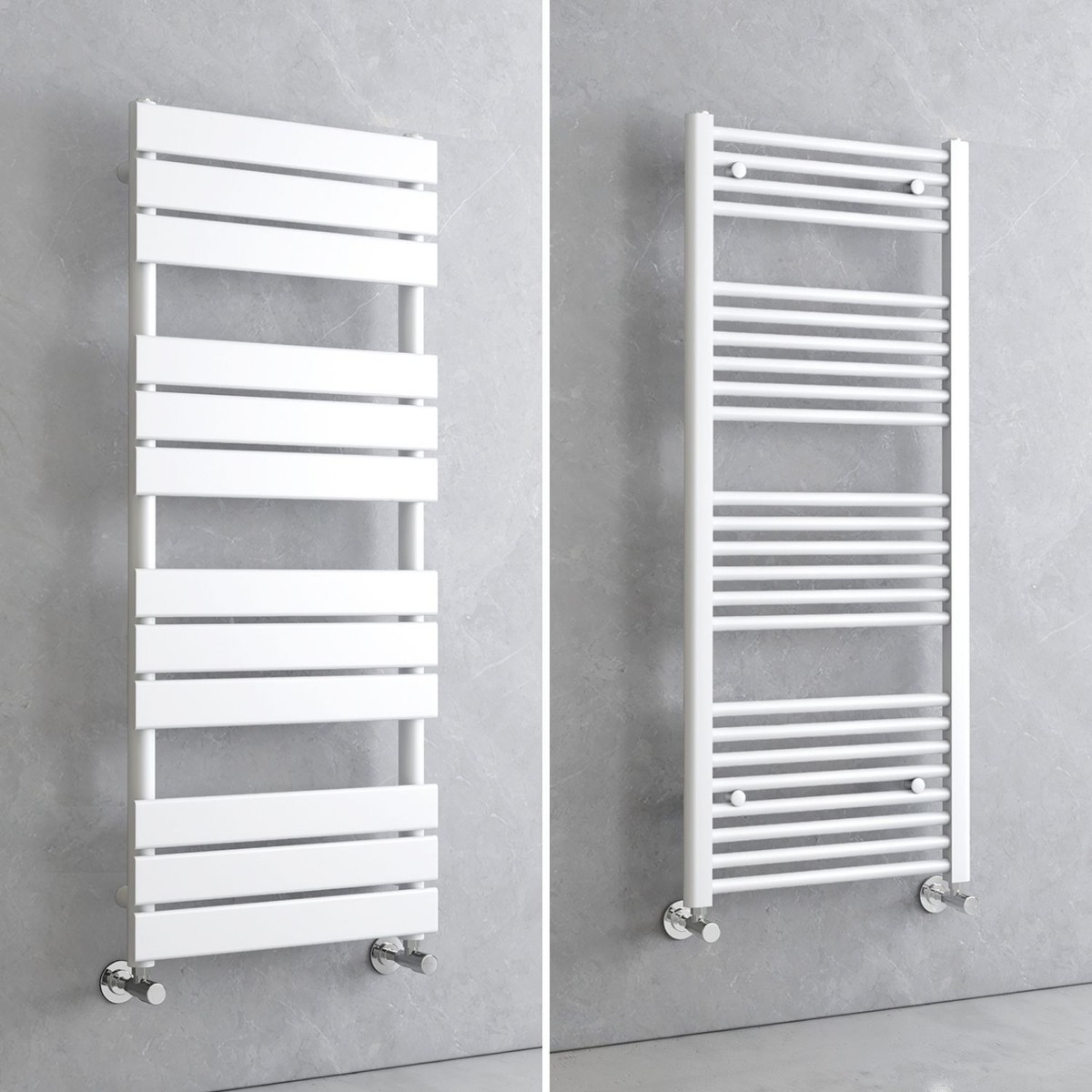 EMKE White Towel Rails Radiator Heated Bathroom Warmer Rads Flat