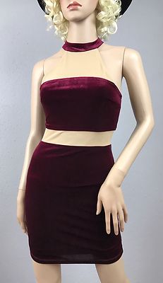 Sz XS/S Burgundy Stretch Velvet Nude Mesh Bodycon Bandage Mini Dress | eBay Sz XS/S Burgundy Stretch Velvet Nude Mesh Bodycon Bandage Mini Dress | eBay