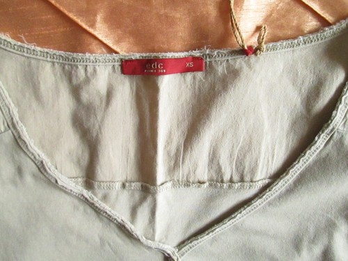 EDC ESPRIT VINTAGE LOOK KURZARM HENLEY BAUMWOLL V-SHIRT BEIGE GRAU XS, 34 NEU - Bild 2 von 11