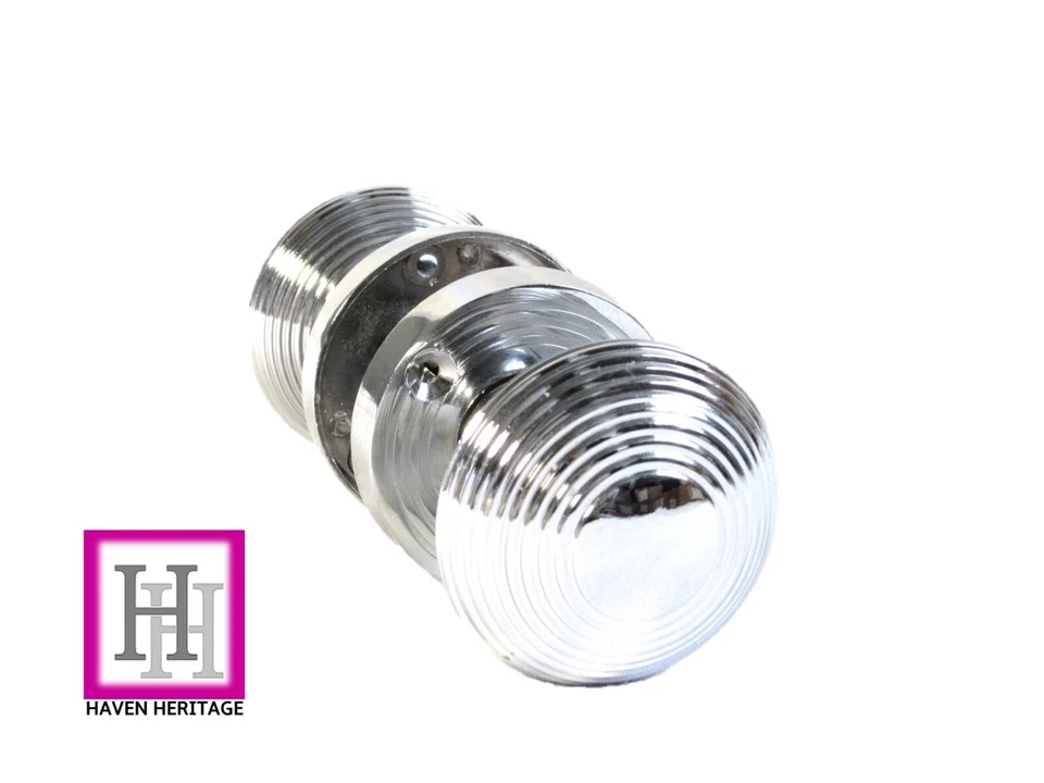 DOOR KNOBS 1-10 PAIRS OF CHROME REEDED MORTICE INTERIOR SILVER DOOR HANDLES - Image 3 of 4