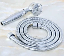 Silver Chrome Hand Held Shower Spray Head + 59" (1500mm) Shower Hose Pipe 2hh023