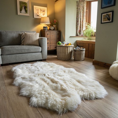 Large Genuine Quad Sheepskin Rug - Extra Thick & Soft Wool - Colourful 4 Skin - Picture 5 of 36