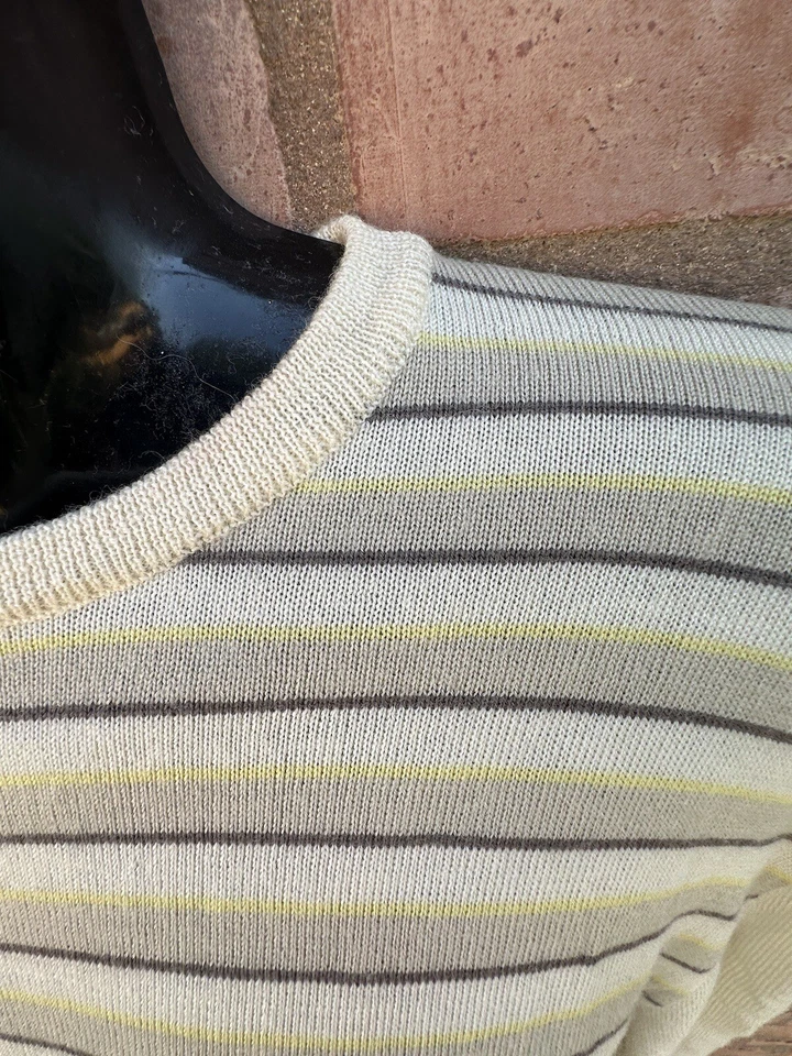 Pull homme Emilio Pucci vintage années 80 blanc cassé laine mérinos taille L ... - Photo 2/4