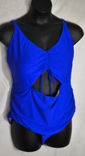 women's Daci 1 piece swimsuit size 22W royal blue cutouts adjustable straps pads