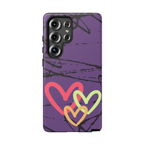 Hearts on Purple & Black Tough Handyhülle für iPhone, Samsung Galaxy, Goog Pixel - Bild 238 von 285