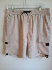 Mens Drawstring Cargo Shorts Size 38 Unbranded Beige