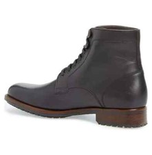 New Dark Gray Leather Formal Chukka Ankle Lace Up Business Boots For Mens