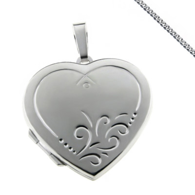 MEDALLION heart with pattern amulet chain engraving e.g. zodiac or Cyrillic