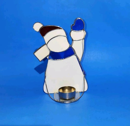 Snowman Stained Glass Tea Light Votive Candle Holder Bed Bath & Beyond - Picture 4 of 5