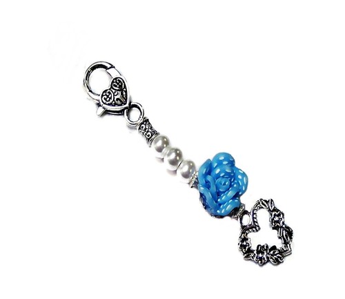 Something Blue charms, clip on handbag, key finder keeper, gift, bride, wedding, - Bild 3 von 4