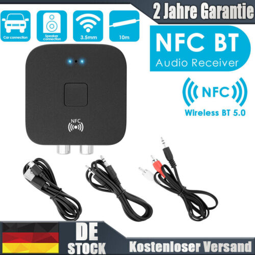 Bluetooth 5.0 Empfänger NFC Adapter Wireless 3,5 mm Klinke AUX 2RCA Audio Stereo - Afbeelding 1 van 9