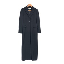 Dress Barn Womens 8 Black Long Overcoat Front Button Collar Pockets Back Slit
