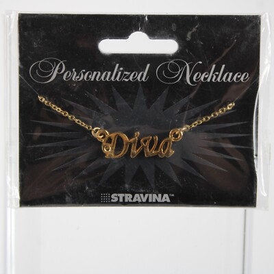 DIVA NEW Name Goldtone Rhinestone Accent 14.5'' 4.5'' Multi Ring Ext Necklace