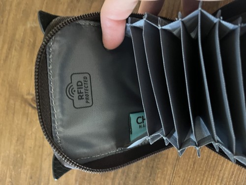 NUOVO CHALA Marrone BRONZO GUFO RFID PORTA CARTE DI CREDITO PORTAFOGLIO CON CERNIERA ECOPELLE - Foto 7 di 9