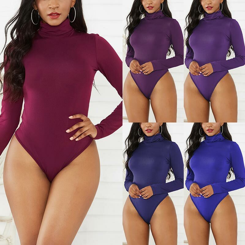 Sexy Women Winter Slim Stretch Leotard Bodysuit Long ...