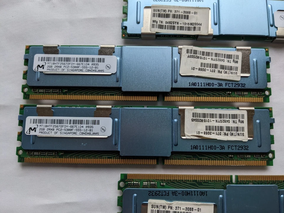 Lot of 4 SUN Oracle X6381A 4GB Memory Kit (2x 371-3068 2GB DDR2 DIMM Per kit) - Image 2 of 4