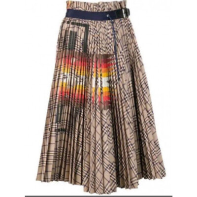 Sacai Pendleton Pleated Skirt Check Plaid Beige Size 1 Unused 19