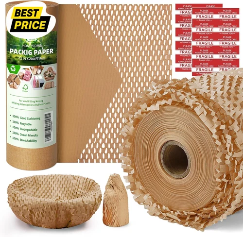 Honeycomb Packing Paper, 12" X 200 Ft, Bubble Wrap Alternative - product listing photo