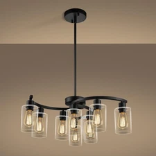 30'' 9 Light Pendant Modern Farmhouse Black Ceiling Chandelier Kitchen Fixture