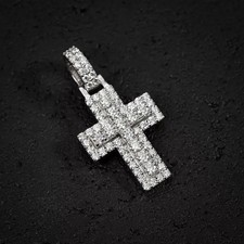 2Ct Round Cut White Moissanite Women's Cross Pendant 14k White Gold Plated