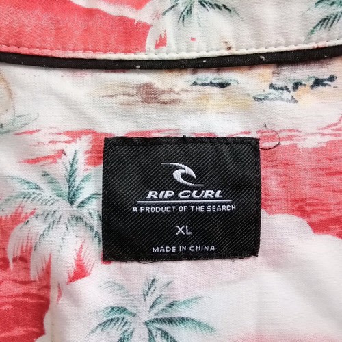 RIP CURL mens size XL shirt red white floral Hawaiian beach summer party - Picture 7 of 7