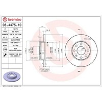 Bremsscheibe Brembo 08.4475.10 Prime Line FüR Bedford Opel Vauxhall Chevrolet