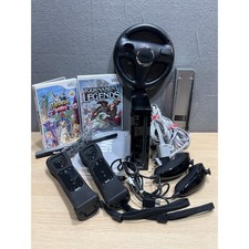 Nintendo Wii Black Console RVL-101 Bundle W/ 2 Games Controller, Sensor Cords