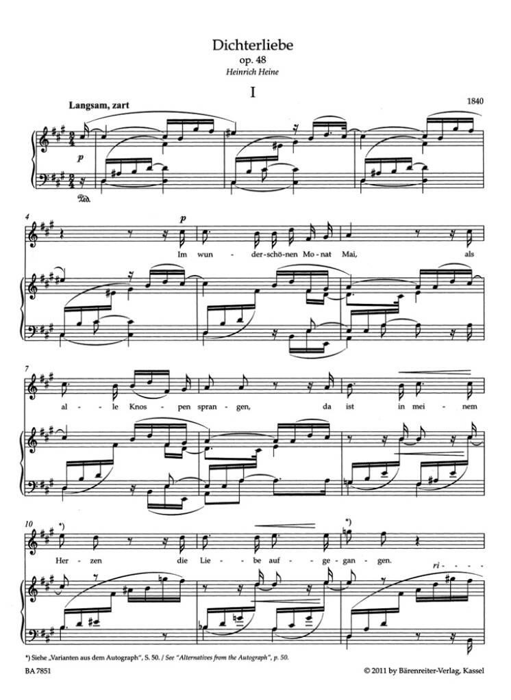 Dichterliebe Op.48 Voice & Piano Voice Voice(s)/Accompaniment Music Ewert Baeren