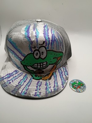 90s The Mask POG + Custom Hand Painted Snapback Hat Set Jim Carrey Retro Style