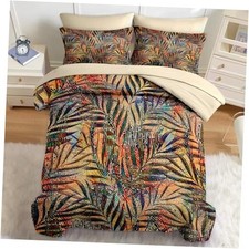 Comforter Set Size, Colorful Leaves 7 Pcs Bedding for Kids Queen Mosaic Leaves