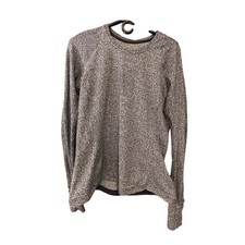 Lululemon Rest Less Pullover Size 12 Black White Space Dye Thumbhole Long Sleeve