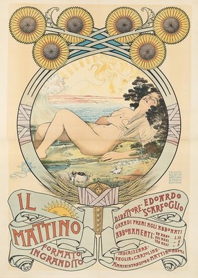 1896 Il Mattino Poster by Giovanni Mataloni � Original Vintage Nude Italian