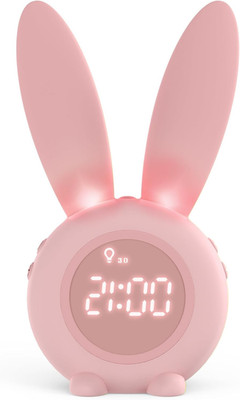 Homealexa Kinder Digitaler Wecker mit Kaninchen Design, LED Wecklicht, Rosa B
