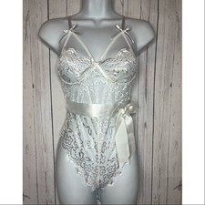 Body donna RSLOVE taglia small bianco pizzo teddy lingerie intimo sposa