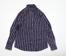Fa onnable Men's Blue Striped Long Sleeve Cotton Dress Shirt L