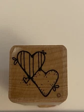 CTMH Double Hearts Wood Mounted Rubber Stamp RS51