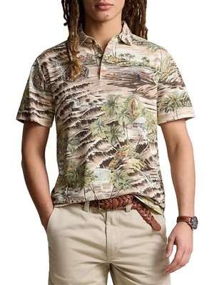 NEW Polo Ralph Lauren Hotel Beach Playa Scene Polo Shirt Custom Slim Fit Sz. XXL