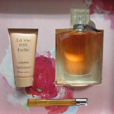Lancome La Vie Est Belle 3 Pc Gift Box Set 3.4 oz EDP 0.34 Travel Spray Lotion