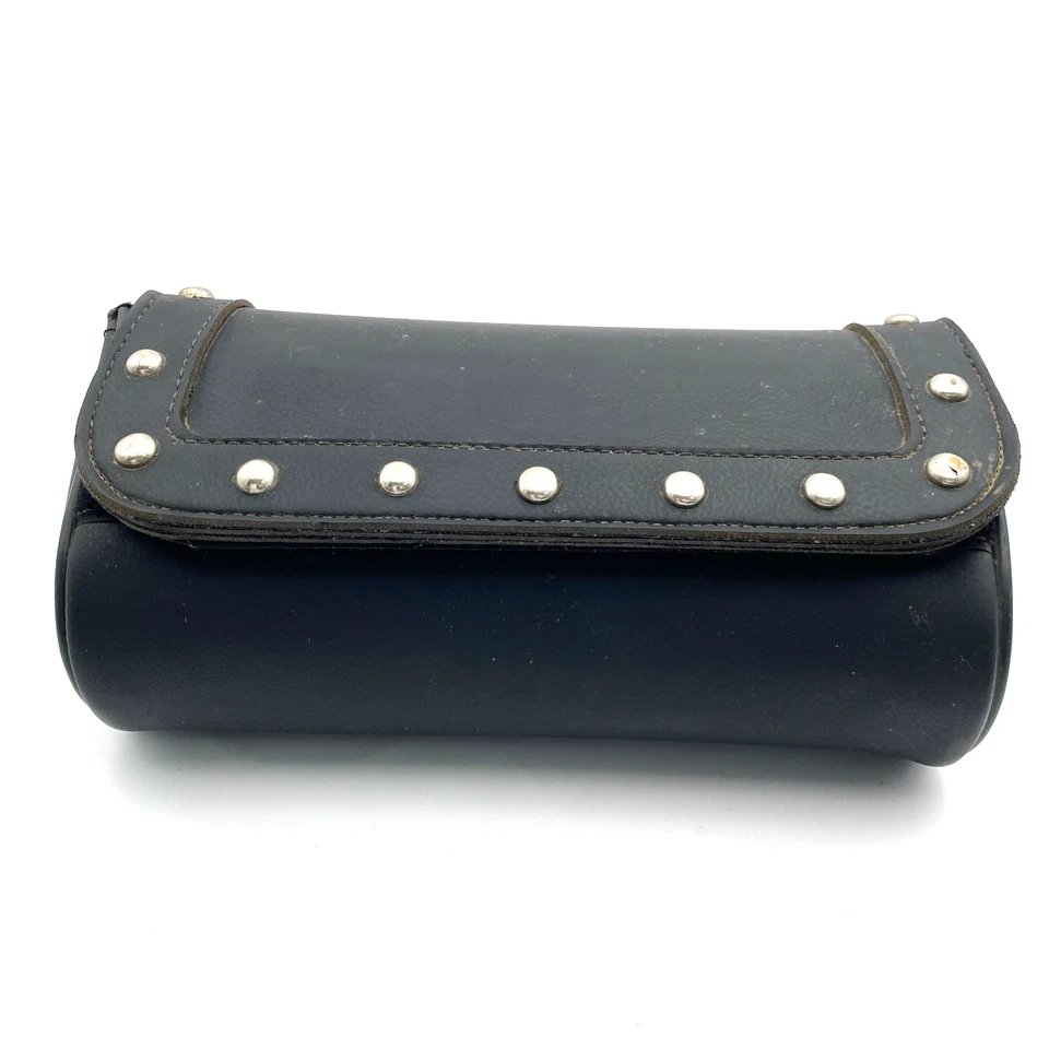 Oversized Black Studded Windshield Storage Bag Pouch Harley Honda Indian Triumph - Image 3 of 4