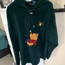Disney Winnie the Pooh Green 1/4 Zip Hoodie Pullover Women  s M Graphic Vintage