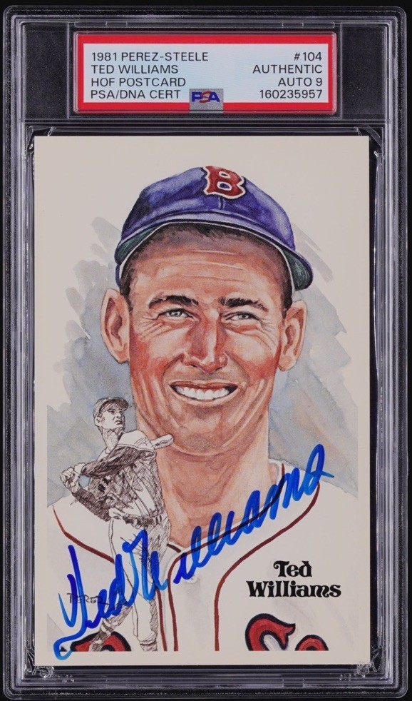 Ted Williams Signed 1981 Perez-Steele Postcard HOF Graded PSA 9 AUTHENTIC AUTO view 1
