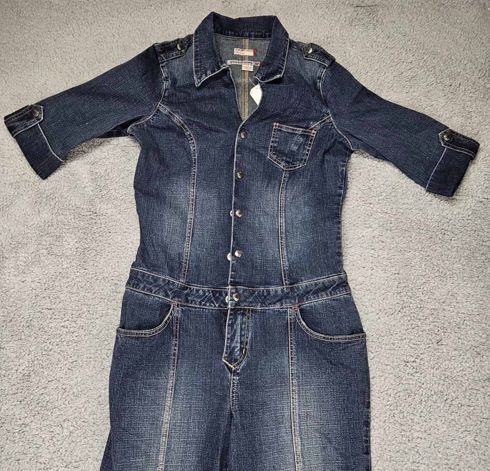 Guess Sexy Mono Denim L Elástico Mono Retro Y2K Pierna Acampanada Manga 3/4 Nuevo con Etiquetas Foto 2 de 4