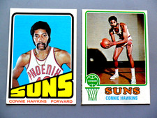 Lot of 2 Connie Hawkins Basketball Cards (1972-73 #30 & 1973-74 #43) No Creases