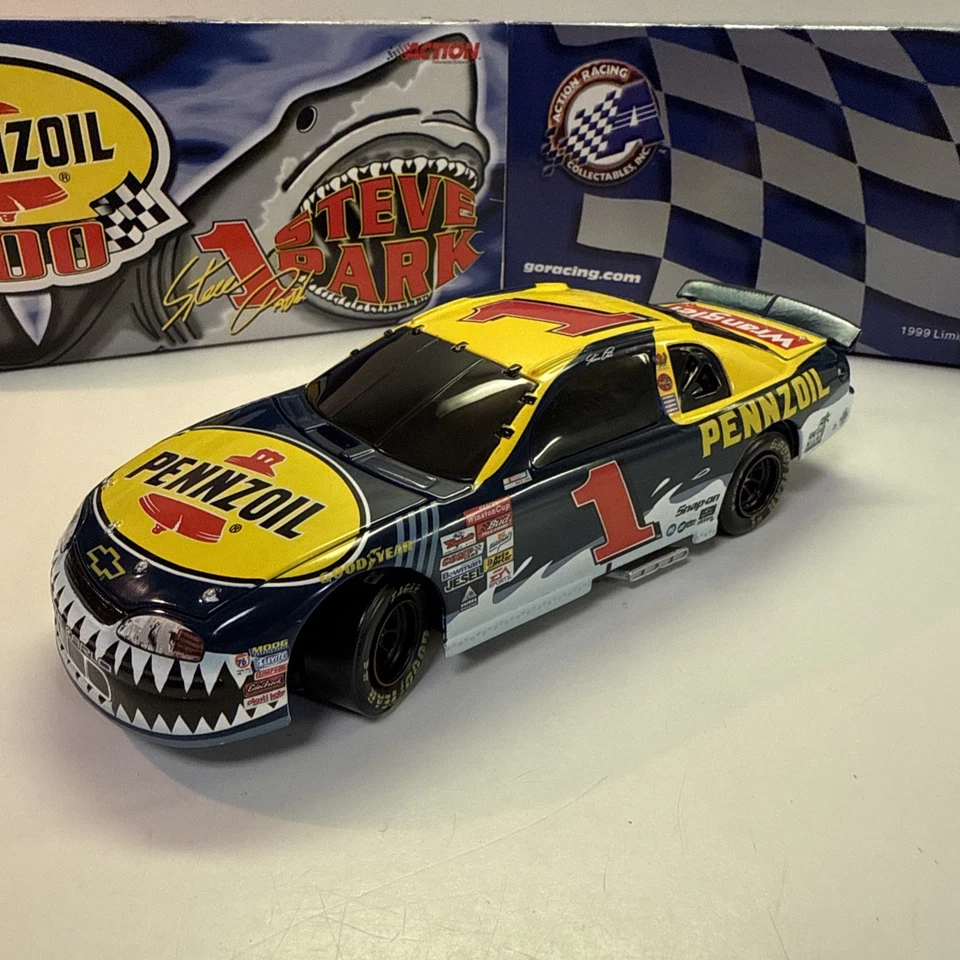 Diecast NASCAR Steve Park Shark Penzoil 400 Wrangler 1999 Monte Carlo escala 1:24 Foto 3 de 4