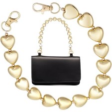 Heart Purse Chain, Gold Handbag Charm Extender, Short Handle Gold, Heart, 1pcs