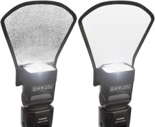 2 Pack Flash Diffuser Reflector - 2-Sided White/Silver Bend Bounce Flash Reflect