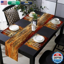 TQFZP Brown Rust Table Runner Placemats Set of 6 Linen 90" Long